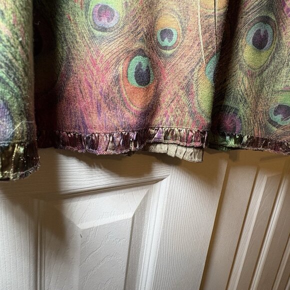 Energe‎ One World Womens Top Size Medium Peacock Y2K Sublimation Boho Glam - Picture 4 of 10